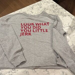 Gray Long Sleeve Tee with Red Print